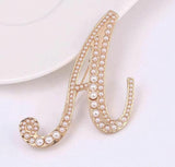 Vintage look gold plated letter a faux pearls brooch suit coat broach pin ao8