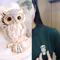 Owl brooch vintage look gold plated celebrity broach queen royal pin u3 opal new