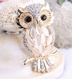 Owl brooch vintage look gold plated celebrity broach queen royal pin u3 opal new