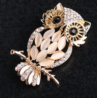 Owl brooch vintage look gold plated celebrity broach queen royal pin u3 opal new