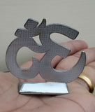 Stunning hindu punjabi silver plated om legend car dashboard desktop stand uu15