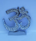 Stunning hindu punjabi silver plated om legend car dashboard desktop stand uu15