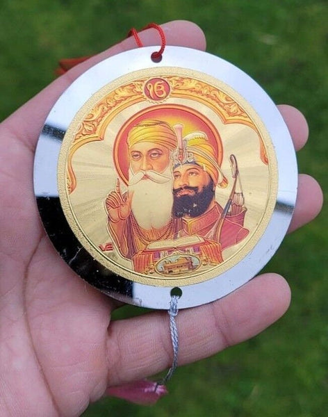 Cd khanda ik onkar khalsa car rear mirror hanging sikh guru photo ornament rr5