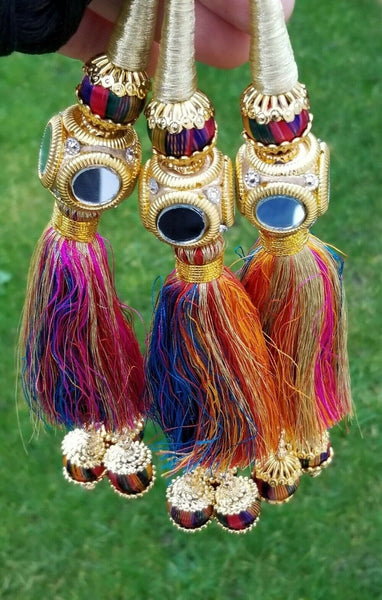 Indian punjabi pranda mehndi jagoo mirror bridal patiala paranda hair braid gg5