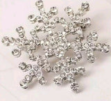 Stunning diamonte silver plated christmas elegant snow flake brooch cake pin b14