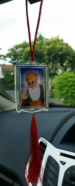 First sikh guru nanak dev ji and khanda legend pendant car rear mirror hanging