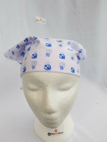 Sikh punjabi kaur white blue khanda bandana head wrap gear rumal handkerchief