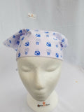 Sikh punjabi kaur white blue khanda bandana head wrap gear rumal handkerchief