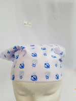 Sikh punjabi kaur white blue khanda bandana head wrap gear rumal handkerchief