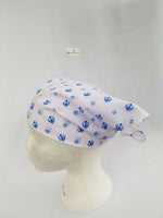 Sikh punjabi kaur white blue khanda bandana head wrap gear rumal handkerchief