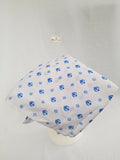 Sikh punjabi kaur white blue khanda bandana head wrap gear rumal handkerchief