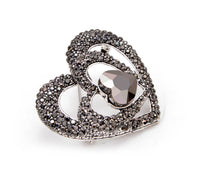 Heart Brooch Vintage Look Silver Plated Stunning High End Design Broach Pin U8