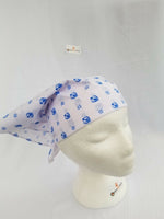 Sikh punjabi kaur white blue khanda bandana head wrap gear rumal handkerchief
