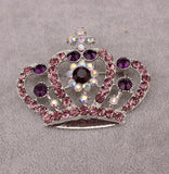 Crown brooch stunning vintage look silver plated stones royal design broach k11