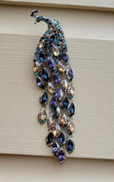 Peacock designer brooch vintage look silver plated celebrity broach pin k42