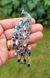 Peacock designer brooch vintage look silver plated celebrity broach pin k42