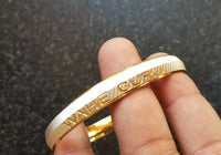 Two tone silver gold plated waheguru engraved sikh singh khalsa kara bangle t1