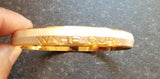 Two tone silver gold plated waheguru engraved sikh singh khalsa kara bangle t1