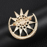 Star moon brooch gold silver plated designer broach celebrity king queen pin i29