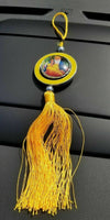Guru nanak photo stunning khanda punjabi sikh pendant car rear mirror yellow ss