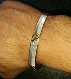 Kids silver & gold plated laser engraved khandas sikh singh khalsa kara bangle f