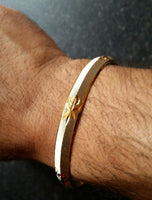 Kids silver & gold plated laser engraved khandas sikh singh khalsa kara bangle f