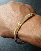 Kids silver & gold plated laser engraved khandas sikh singh khalsa kara bangle f