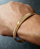 Kids silver & gold plated laser engraved khandas sikh singh khalsa kara bangle f