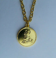 Gold tone two in one punjabi sikh guru nanak gobind singh ji pendant + chain c4