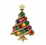 Stunning diamonte gold plated vintage look christmas tree brooch cake pin b1b