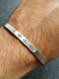 Silver plated laser engraved khandas sikh singh khalsa kada bangle kara qe1