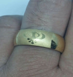 Beautiful gold plated laser engraved khanda ring hindu sikh punjabi challa gift