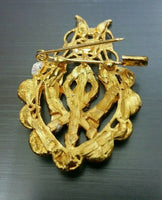 Stunning diamonte gold plated sikh khanda brooch cake pin x-mas singh gift