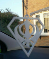 White Acrylic Khanda Punjabi Sikh Pendant Singh Kaur Car Mirror Hanging chain