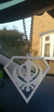 White Acrylic Khanda Punjabi Sikh Pendant Singh Kaur Car Mirror Hanging chain