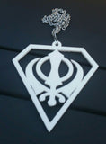 White Acrylic Khanda Punjabi Sikh Pendant Singh Kaur Car Mirror Hanging chain