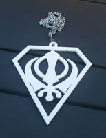 White Acrylic Khanda Punjabi Sikh Pendant Singh Kaur Car Mirror Hanging chain