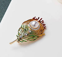 Stunning vintage look gold plated retro feather celebrity brooch broach pin z10