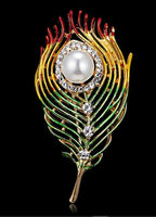Stunning vintage look gold plated retro feather celebrity brooch broach pin z10