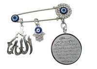 Stunning silver plated muslim evil eye protection allah koran brooch broach pin