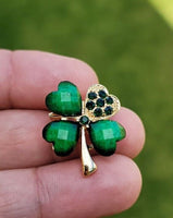 Lucky clover leaf brooch gold plated irish saint patrick broach good luck pin k