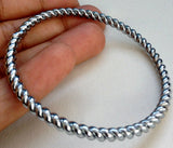 Unisex punjabi shining chrome plated twisted steel wire sikh kara singh bracelet