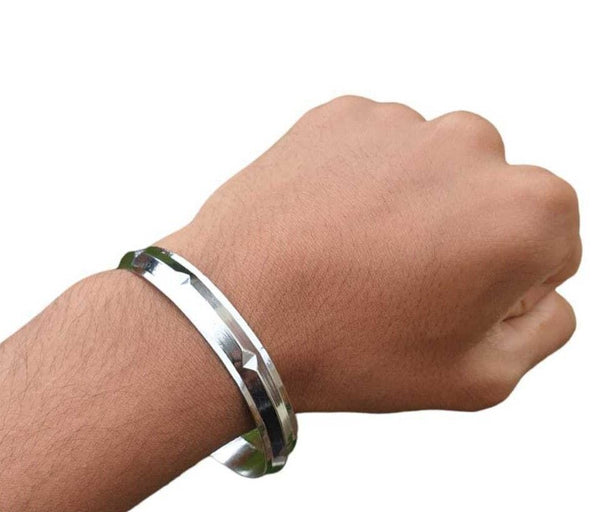 Chrome Plated Kara Sikh Kada Singh Kaur Khalsa Diamond Shape Ridged Bracelet V31