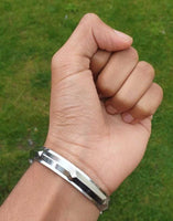 Chrome Plated Kara Sikh Kada Singh Kaur Khalsa Diamond Shape Ridged Bracelet V31