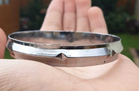 Chrome Plated Kara Sikh Kada Singh Kaur Khalsa Diamond Shape Ridged Bracelet V31