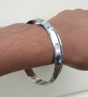Chrome Plated Kara Sikh Kada Singh Kaur Khalsa Diamond Shape Ridged Bracelet V31