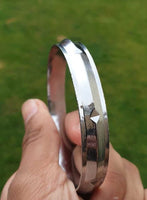 Chrome Plated Kara Sikh Kada Singh Kaur Khalsa Diamond Shape Ridged Bracelet V31