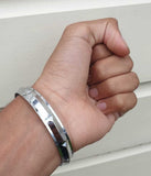 Chrome Plated Kara Sikh Kada Singh Kaur Khalsa Diamond Shape Ridged Bracelet V31