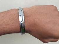 Chrome Plated Kara Sikh Kada Singh Kaur Khalsa Diamond Shape Ridged Bracelet V31