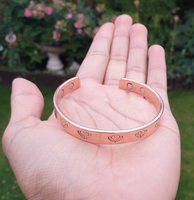 Magnet Copper Kara Khanda Engraved Sikh Kada Adjustable Bangle Hindu Tamba V33